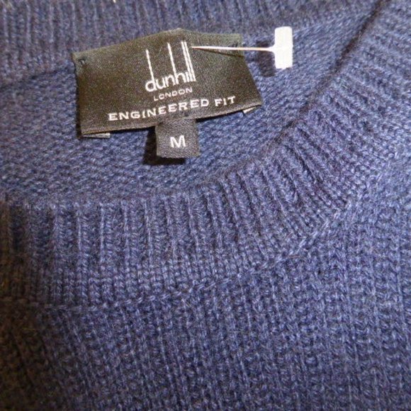 Dunhill navy blue crewneck cashmere sable silk sweater made in Italy M NWOT - Picture 7 of 8
